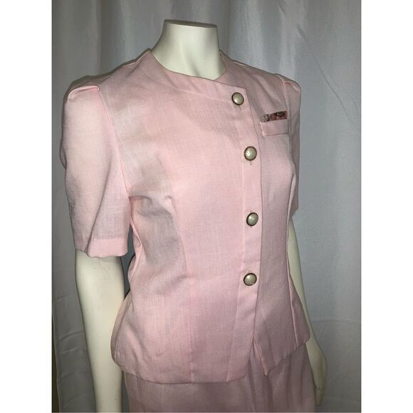 Vintage Pink Puff Sleeve Skirt Set 10P - Picture 10 of 11